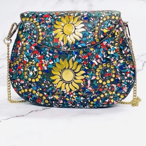 Ramla Handmade Brass & Mosaic Stone Bag from Morocco – One of a Kind! - Picture 1 of 4